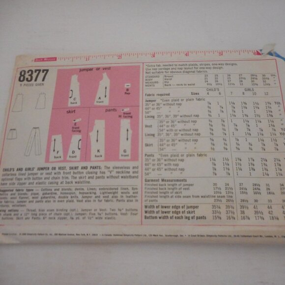 Vintage 1970s Girls Size 6 Simplicity 8377 - Picture 2 of 2